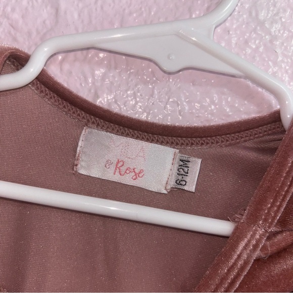 Mika & Rose Gold Mauve 9-12 months velour dress - Picture 2 of 3